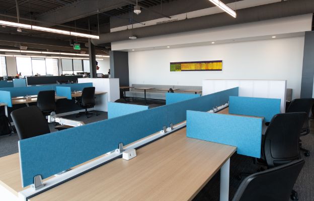 modern workspace in cargill protein in downtown wichita, kansas