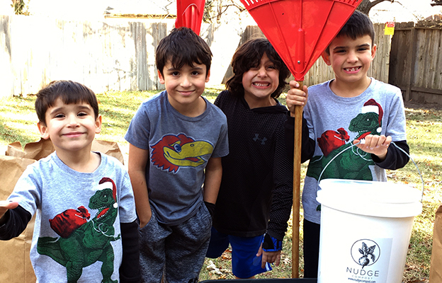 kids helping with local business nudge compost in wichita kansas