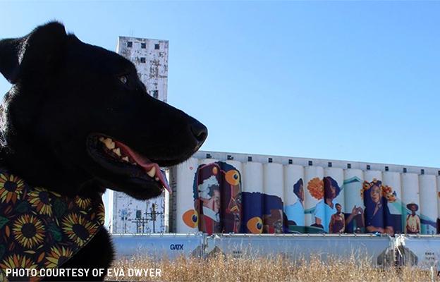 black dog at horizontes mural in wichita kansas