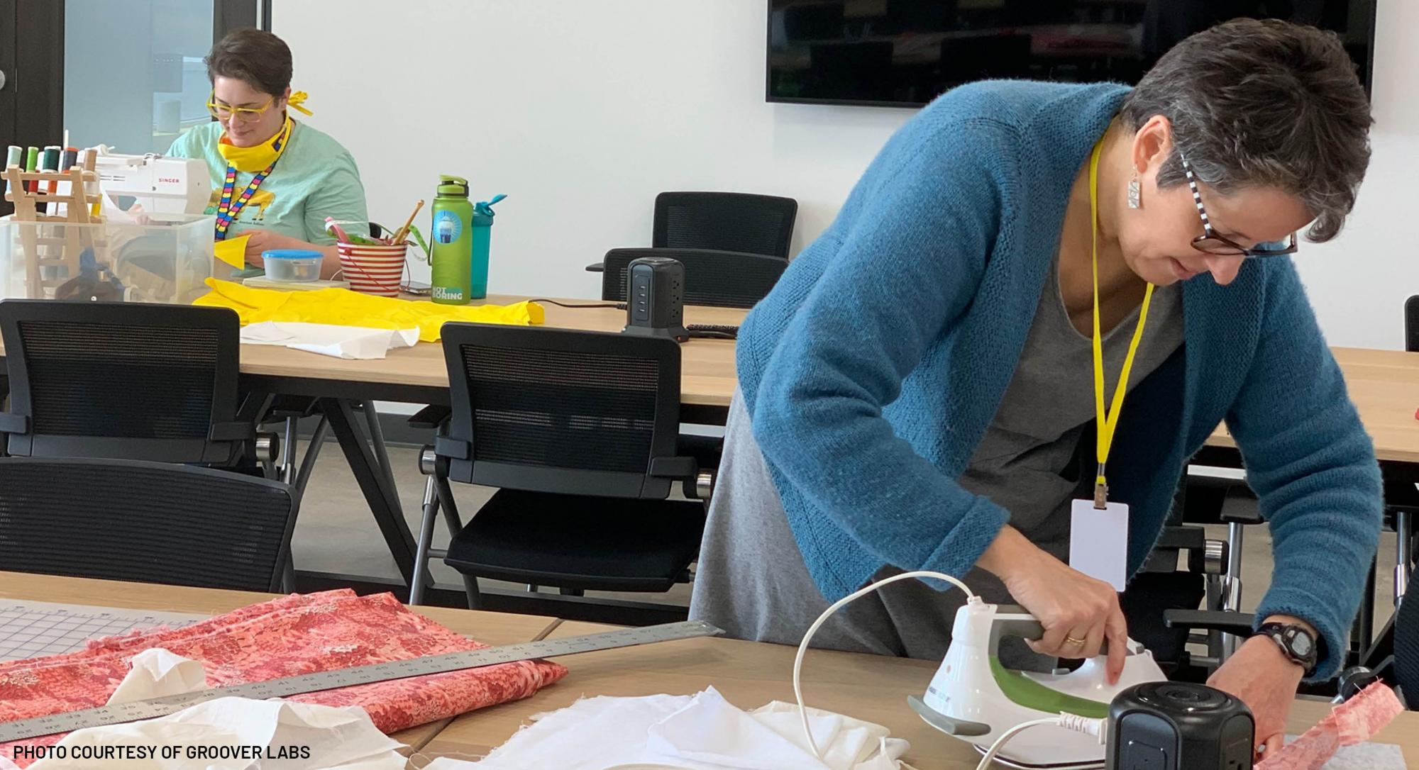 groover labs staff sews face masks for wichita kansas during covid-19