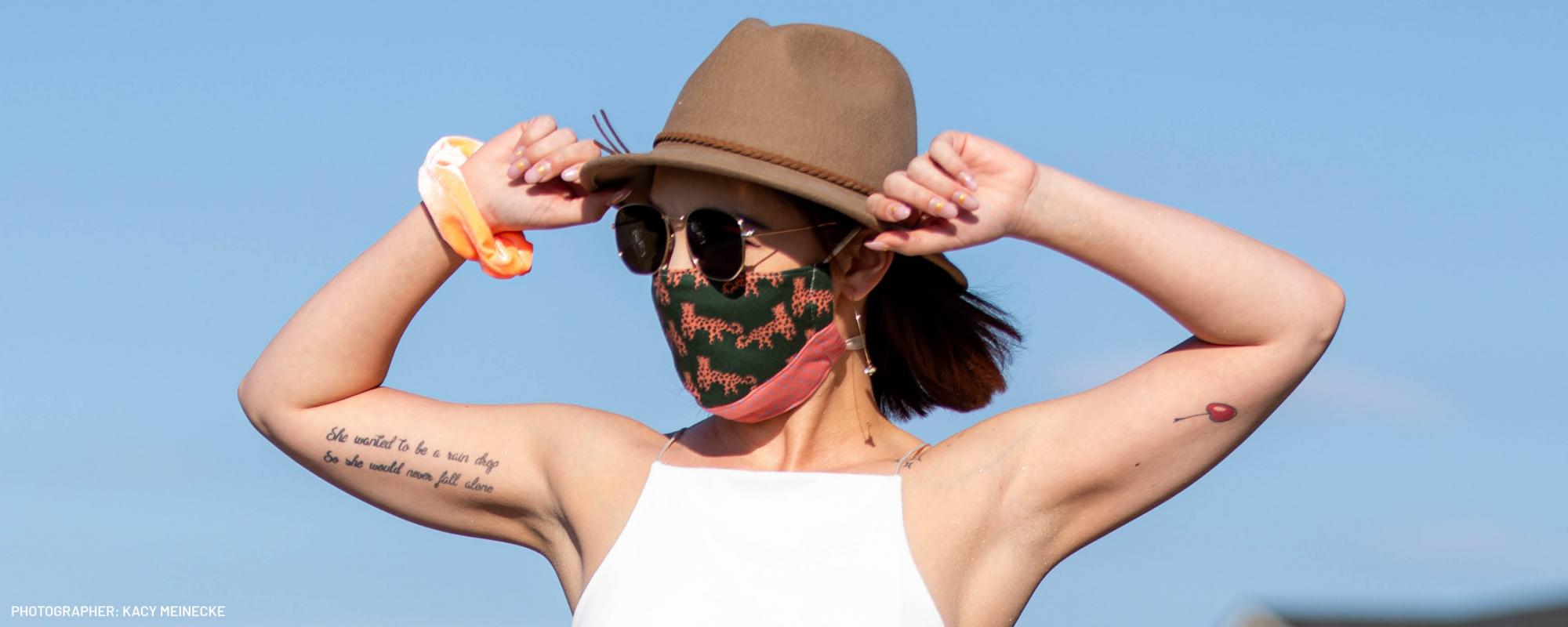 model with bella bonita designs mask in wichita kansas